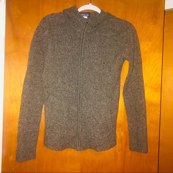 women patagonia brown wool hoody jacket size M - Picture 1 of 3